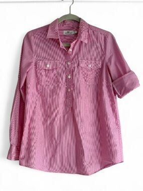 Vineyard Vines Women's 100% Cotton Pink Striped Button Down Shirt Size 8